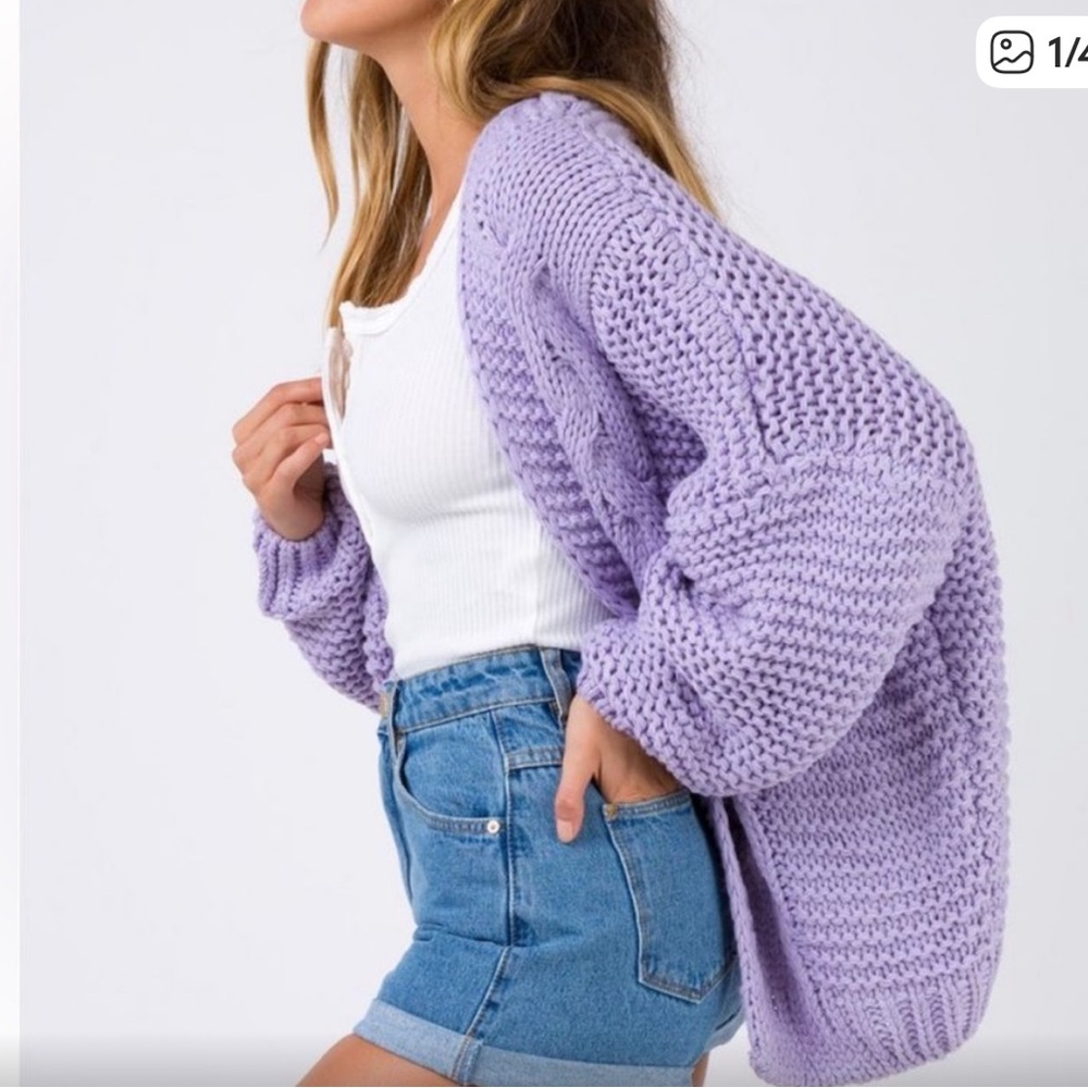 Princess Polly Purple Chunky Knit Cardigan